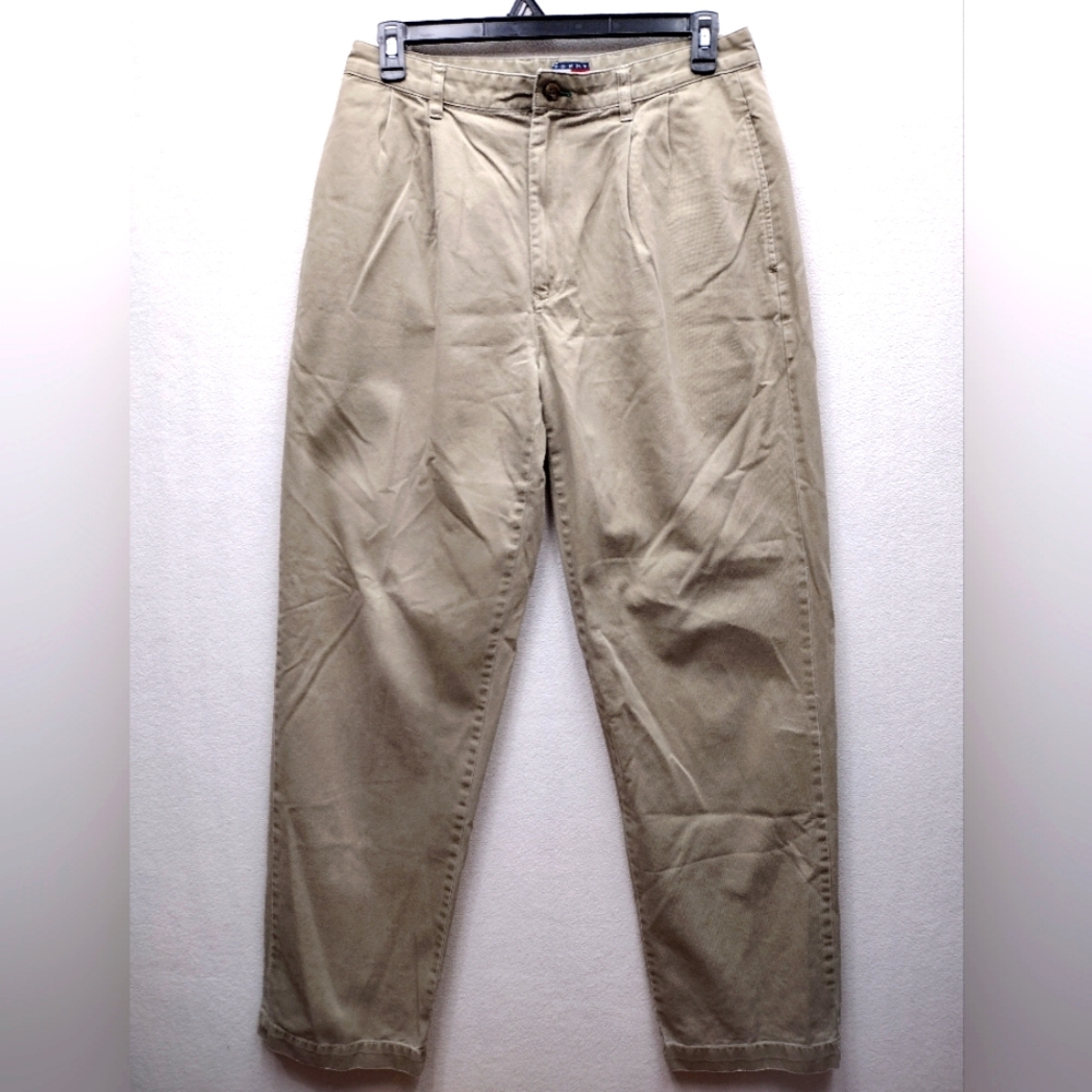 Tommy Hilfiger Okeated Men’s Tan Pants 34x34 Pleated Khaki Casual